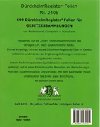 Cover 600 DürckheimRegister®-FOLIEN für STEUERGESETZE u.a; zum Einheften und Unterteilen der Gesetzessammlungen