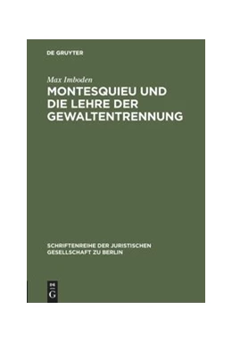 Abbildung von Imboden | Montesquieu und die Lehre der Gewaltentrennung | 1. Auflage | 1967 | 1 | beck-shop.de