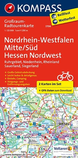 Abbildung von KOMPASS-Karten GmbH | KOMPASS Großraum-Radtourenkarte 3706 Nordrhein-Westfalen Mitte/Süd, Hessen Nordwest 1:125.000 | 2. Auflage | 2019 | beck-shop.de