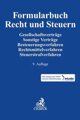 Abbildung von Formularbuch Recht und Steuern | 9. Auflage | 2018 | beck-shop.de