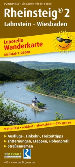 Abbildung von Wanderkarte Rheinsteig 02. Lahnstein - Wiesbaden 1 : 25 000 | 1. Auflage | 2020 | beck-shop.de
