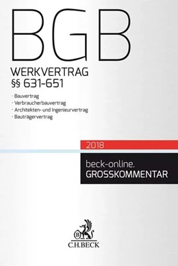Abbildung von BGB Werkvertrag §§ 631-651 | 1. Auflage | 2018 | beck-shop.de