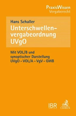 Abbildung von Schaller | Unterschwellenvergabeordnung (UVgO) | 1. Auflage | 2018 | beck-shop.de