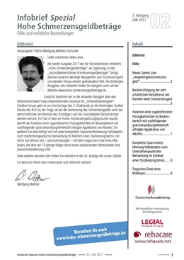 Abbildung von Infobrief Spezial - Hohe Schmerzensgeldbeträge - Ausgabe 02/2017 | 3. Auflage | 2017 | beck-shop.de