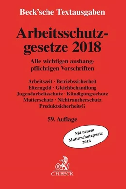 Abbildung von Arbeitsschutzgesetze 2018 | 59. Auflage | 2018 | beck-shop.de