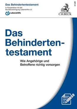 Abbildung von Das Behindertentestament | 1. Auflage | 2018 | beck-shop.de