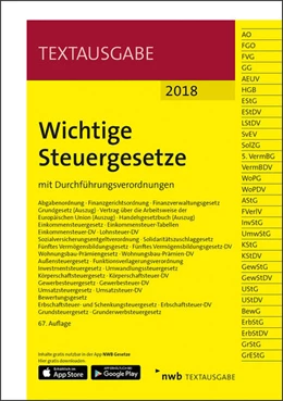 Abbildung von Wichtige Steuergesetze • 2018 | 67. Auflage | 2018 | beck-shop.de