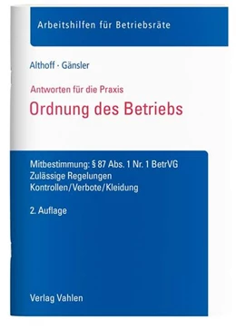 Abbildung von Althoff / Gänsler | Ordnung des Betriebs | 2. Auflage | 2018 | beck-shop.de