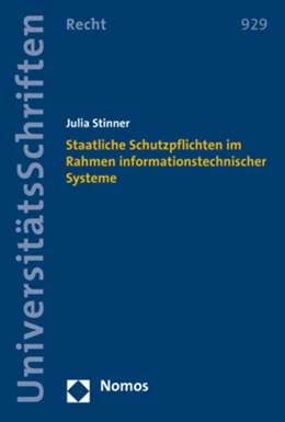 Abbildung von Stinner | Staatliche Schutzpflichten im Rahmen informationstechnischer Systeme | 1. Auflage | 2018 | beck-shop.de