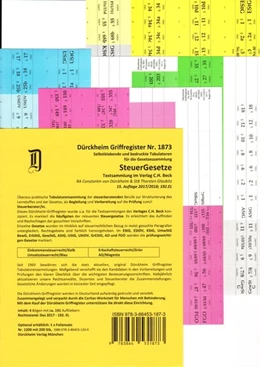 Abbildung von Glaubitz / Dürckheim | Dürckheim Register - Steuergesetze | 15. Auflage | 2018 | beck-shop.de