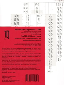 Abbildung von Dürckheim | Dürckheim-Register - Verfassungs- und Verwaltungsgesetze der Bundesrepublik Deutschland (Sartorius I) | 11. Auflage | 2018 | beck-shop.de