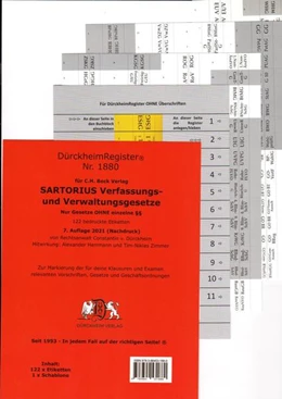Abbildung von Dürckheim | Dürckheim-Register - Sartorius Hauptband komplett - Nur Gesetzesbezeichnungen (ohne §§) | 7. Auflage | 2018 | beck-shop.de