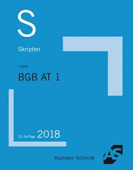 Abbildung von Lüdde | Skript BGB AT 1 | 22. Auflage | 2018 | beck-shop.de