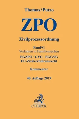 Abbildung von Thomas / Putzo | Zivilprozessordnung: ZPO | 40. Auflage | 2019 | beck-shop.de