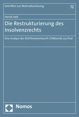 Abbildung von Heß | Die Restrukturierung des Insolvenzrechts | 1. Auflage | 2019 | 12 | beck-shop.de