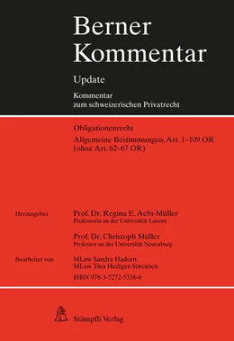 Abbildung von Aebi-Müller / Müller | Berner Kommentar / Allgemeine Bestimmungen, Art. 1-109 OR (ohne Art. 62-67 OR), 8. Ergänzungslieferung | 1. Auflage | 2019 | beck-shop.de