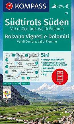 Abbildung von Kompass-Karten Gmbh | KOMPASS Wanderkarte 74 Südtirols Süden - Bolzano Vigneti e Dolomiti - Val di Cembra - Val di Fiemme 1:50.000 | 1. Auflage | 2019 | beck-shop.de