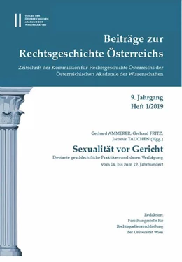 Abbildung von Ammerer / Fritz | Beiträge zur Rechtsgeschichte Österreichs 8. Jahrgang Heft 1/2019 | 1. Auflage | 2019 | 9/1 | beck-shop.de