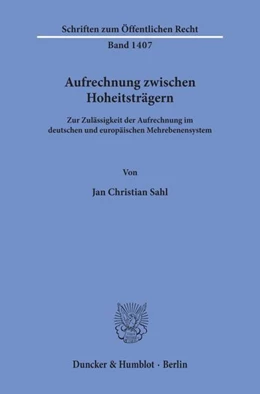 Abbildung von Sahl | Aufrechnung zwischen Hoheitsträgern. | 1. Auflage | 2019 | beck-shop.de