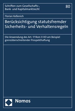 Abbildung von Keßenich | Berücksichtigung statutsfremder Sicherheits- und Verhaltensregeln | 1. Auflage | 2020 | 80 | beck-shop.de