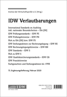 Abbildung von IDW, 73. Erg.-Lief. IDW Verlautbarungen Februar 2020 | 1. Auflage | 2020 | beck-shop.de