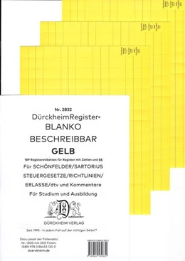 Abbildung von Dürckheim | DürckheimRegister® BLANKO-GRÜN für Schönfelder/ Sartorius/ Steuergesetze/ Richtlinien/ Erlasse/ dtv und Kommentare | 1. Auflage | 2020 | beck-shop.de
