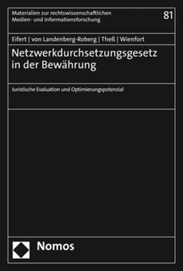 Abbildung von Eifert / Landenberg-Roberg | Netzwerkdurchsetzungsgesetz in der Bewährung | 1. Auflage | 2020 | beck-shop.de