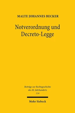 Abbildung von Becker | Notverordnung und Decreto-Legge | 1. Auflage | 2020 | 114 | beck-shop.de