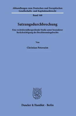 Abbildung von Peterseim | Satzungsdurchbrechung. | 1. Auflage | 2020 | beck-shop.de