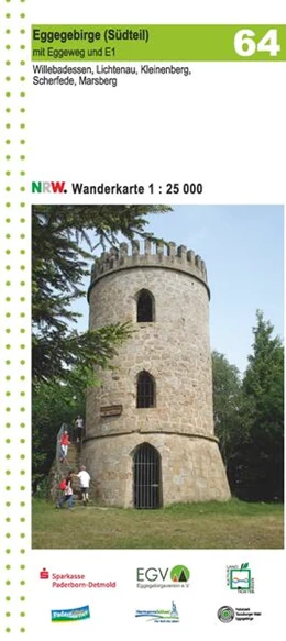 Abbildung von Geobasisdaten: Land NRW | Eggegebirge (Südteil) mit Eggeweg und E1 Blatt 64, topographische Wanderkarte NRW | 5. Auflage | 2025 | beck-shop.de
