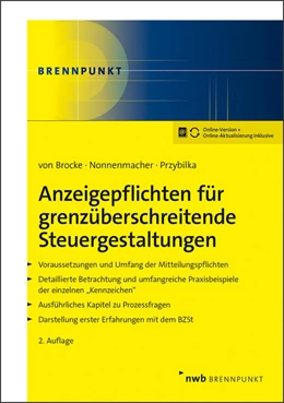 Abbildung von Brocke / Nonnenmacher | Anzeigepflichten für grenzüberschreitende Steuergestaltungen | 2. Auflage | 2020 | beck-shop.de