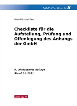Abbildung von Farr | Farr, Checkliste 8 (Anhang der GmbH), 8. A. | 8. Auflage | 2021 | beck-shop.de