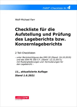 Abbildung von Farr | Checkliste 4 für die Aufstellung und Prüfung des Lageberichts bzw. Konzernlageberichts | 11. Auflage | 2021 | beck-shop.de