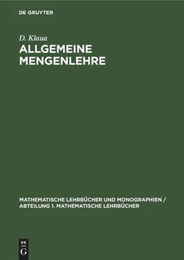 Abbildung von Klaua | Allgemeine Mengenlehre | 1. Auflage | 1965 | beck-shop.de