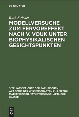 Abbildung von Zwicker | Modellversuche zum Fervoreffekt nach V. Vouk unter biophysikalischen Gesichtspunkten | 1. Auflage | 1987 | beck-shop.de