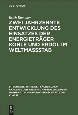 Abbildung von Rammler | Zwei Jahrzehnte Entwicklung des Einsatzes der Energieträger Kohle und Erdöl im Weltmassstab | 1. Auflage | 1978 | beck-shop.de