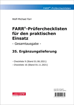 Abbildung von Farr | Farr, Prüfercheckl. 35. Erg.Lief. z. Grundwerk, inkl. CL 9 + 16 | 1. Auflage | 2022 | beck-shop.de