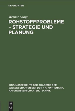 Abbildung von Lange | Rohstoffprobleme - Strategie und Planung | 1. Auflage | 1980 | beck-shop.de