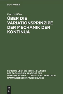 Abbildung von Hölder | Über die Variationsprinzipe der Mechanik der Kontinua | 1. Auflage | 1951 | beck-shop.de