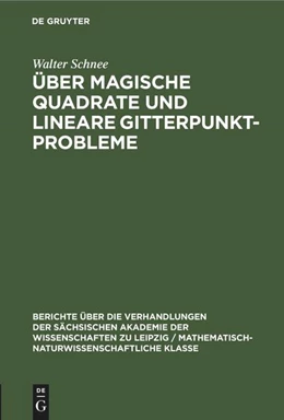 Abbildung von Schnee | Über magische Quadrate und lineare Gitterpunktprobleme | 1. Auflage | 1952 | beck-shop.de