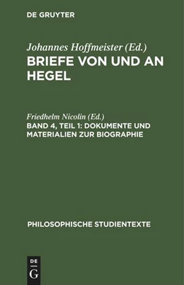 Abbildung von Nicolin | Dokumente und Materialien zur Biographie | 1. Auflage | 1978 | beck-shop.de
