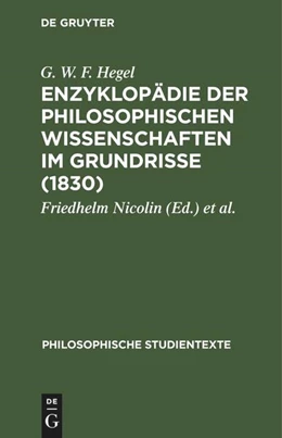 Abbildung von Hegel / Pöggeler | Enzyklopädie der philosophischen Wissenschaften im Grundrisse (1830) | 1. Auflage | 1960 | beck-shop.de