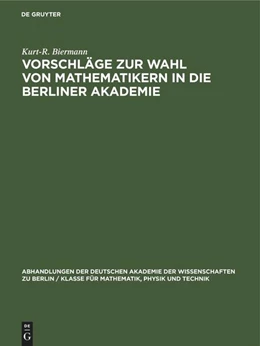 Abbildung von Biermann | Vorschläge zur Wahl von Mathematikern in die Berliner Akademie | 1. Auflage | 1961 | beck-shop.de