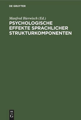 Abbildung von Bierwisch | Psychologische Effekte sprachlicher Strukturkomponenten | 1. Auflage | 1980 | beck-shop.de