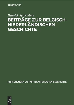 Abbildung von Sproemberg | Beiträge zur Belgisch-Niederländischen Geschichte | 1. Auflage | 1960 | beck-shop.de