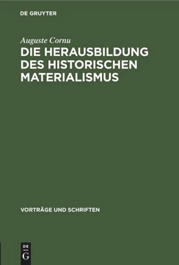 Abbildung von Cornu | Die Herausbildung des historischen Materialismus | 1. Auflage | 1968 | beck-shop.de