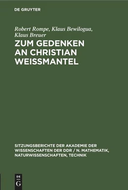 Abbildung von Rompe / Bewilogua | Zum Gedenken an Christian Weißmantel | 1. Auflage | 1990 | beck-shop.de