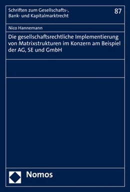 Abbildung von Hannemann | Die gesellschaftsrechtliche Implementierung von Matrixstrukturen im Konzern am Beispiel der AG, SE und GmbH | 1. Auflage | 2022 | 87 | beck-shop.de