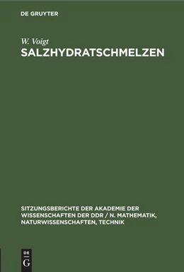 Abbildung von Emons / Voigt | Salzhydratschmelzen | 1. Auflage | 1987 | beck-shop.de