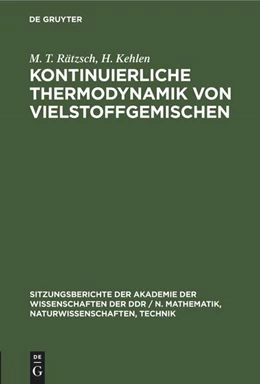 Abbildung von Kehlen / Rätzsch | Kontinuierliche Thermodynamik von Vielstoffgemischen | 1. Auflage | 1984 | beck-shop.de